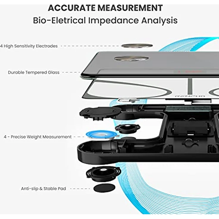 RENPHO Körperfettwaage Bluetooth Digital Personenwaagen Körperanalysewaage mit App Smart Waage für Körperfett, BMI, Muskelmasse, Protein, BMR, Weiß, 11 Zoll/280 mm – Bild 5