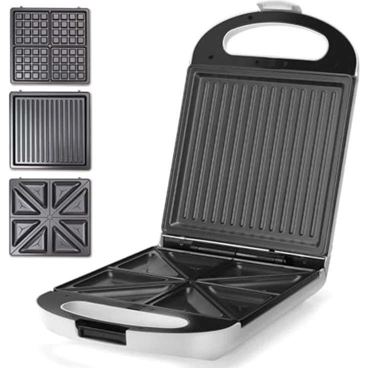 Taylor Swoden Manor Waffeleisen Sandwichtoaster 3-in-1, 1200 W, 4 Sandwiches, Antihaftbeschichtung, Weiß – Bild 4