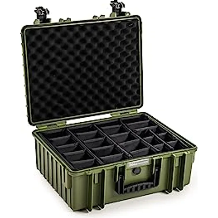 B&W International GmbH B&W Transportkoffer Outdoor Typ 6000 Bronze-grün mit Variabler Facheinteilung - wasserdicht nach IP67 Zertifizierung, staubdicht, bruchsicher und unverwüstlich