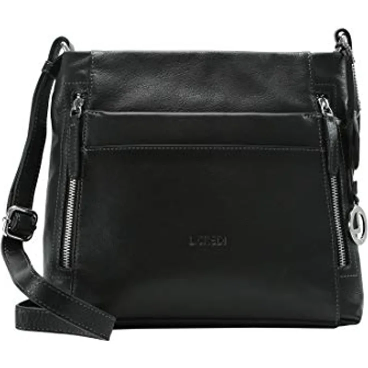 L.Credi Sabrina Umhängetasche aus 100% Leder, 26 cm, schwarz