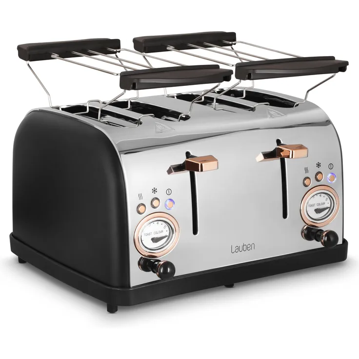 Lauben 4 Slice Toaster 1500BC, Edelstahl Toaster mit 6 Röstgraden