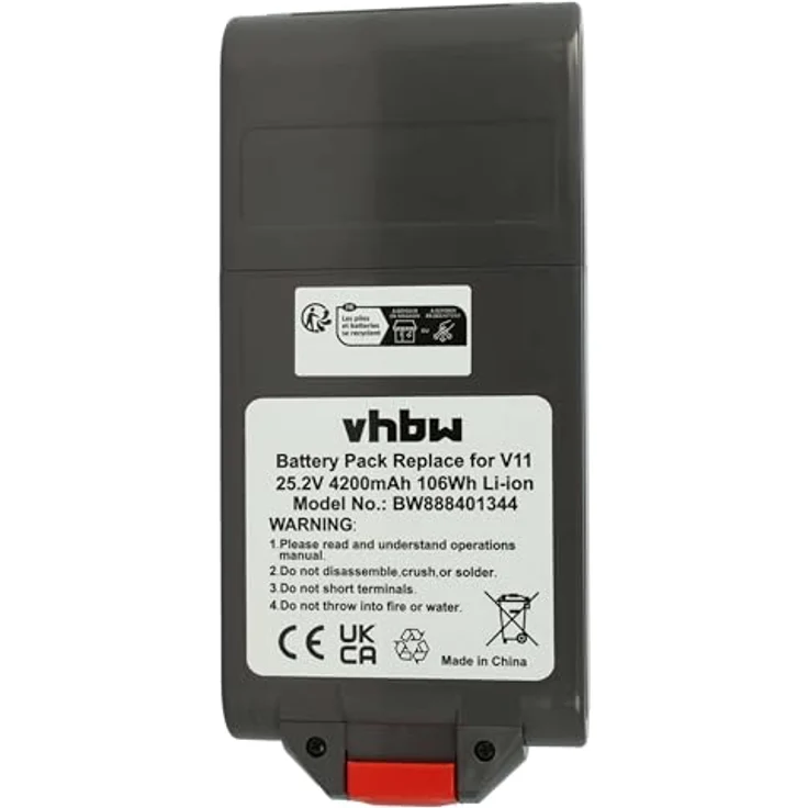 vhbw Akku kompatibel mit Dyson V15 Detect, V15 Detect Absolute Extra Staubsauger Dunkelgrau (4200 mAh, 25,2 V, Li-Ion) - Wiederaufladbarer Hochleistungsakku mit geprüften Zellen – Bild 3