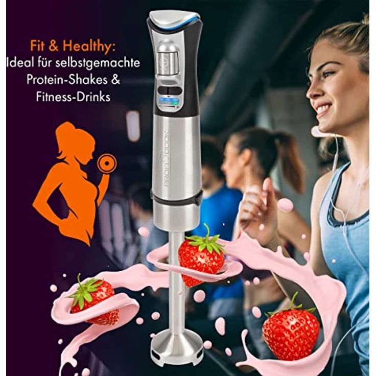 ProfiCook® Stabmixer kabellos zum mixen, zerkleinern und pürieren, Pürierstab mit Akku 3 Stufen inkl. USB-C Ladegerät, Stabmixer Akku für Smoothie, Soße, Shake, Babynahrung, PC SM 1237 A – Bild 2