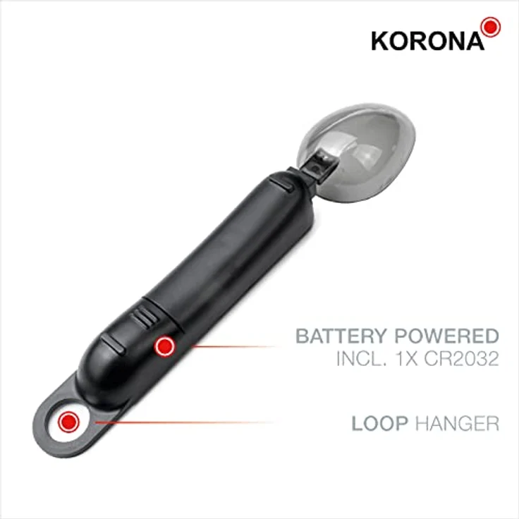 Korona Eva 79500 Löffelwaage, Haushaltswaage, präzise Wiegelöffel, 500 g, Edelstahl, digital, LCD Display, silber – Bild 7