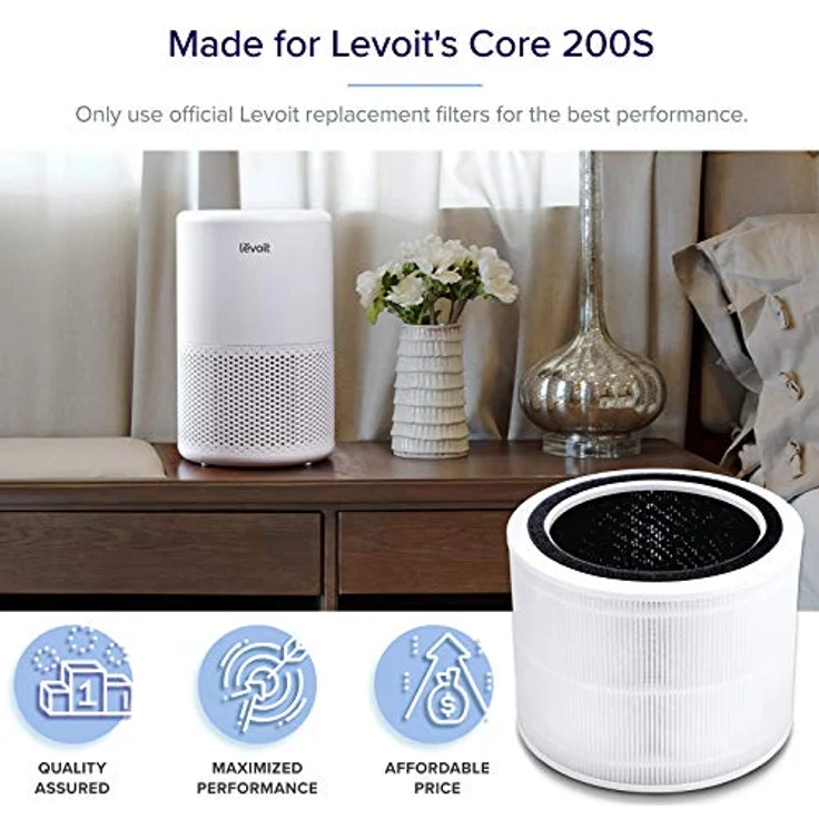 LEVOIT Luftfilter Ersatzfilter für Luftreiniger Core 200S, H13 HEPA-filter, hocheffizienter Aktivkohlefilter und Vorfilter, gegen Allergien Rauch Staub Pollen, Core 200S-RF – Bild 3