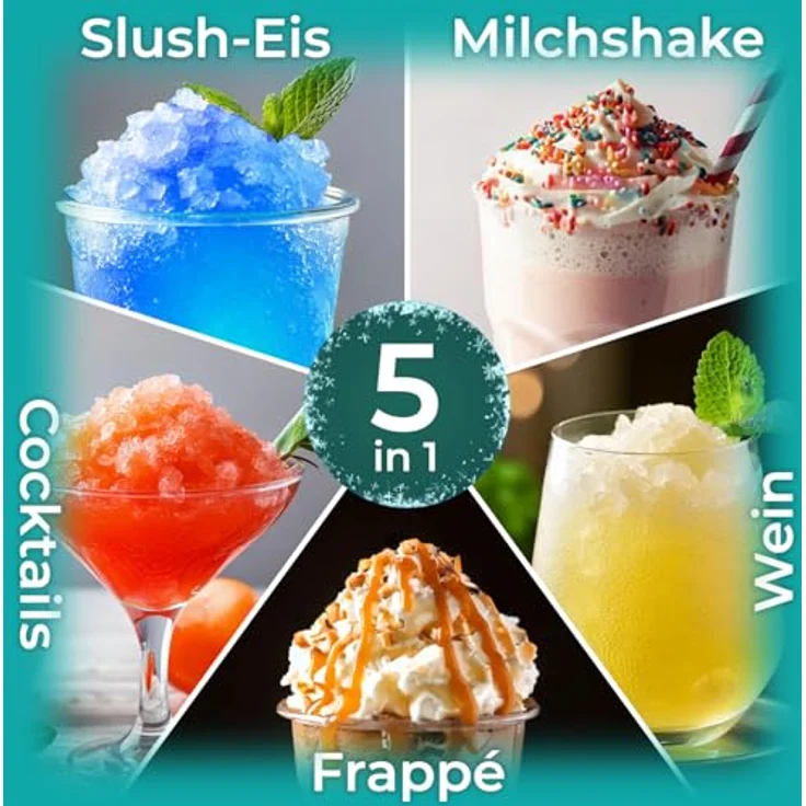 KLAMER Slush Maschine, 2L, mit 5 Programmen für Slushie, Cocktail, Milchshake, Frappé, Wein, Turbo Freeze, inklusive digitalem Rezeptbuch und automatischer Reinigung – Bild 5