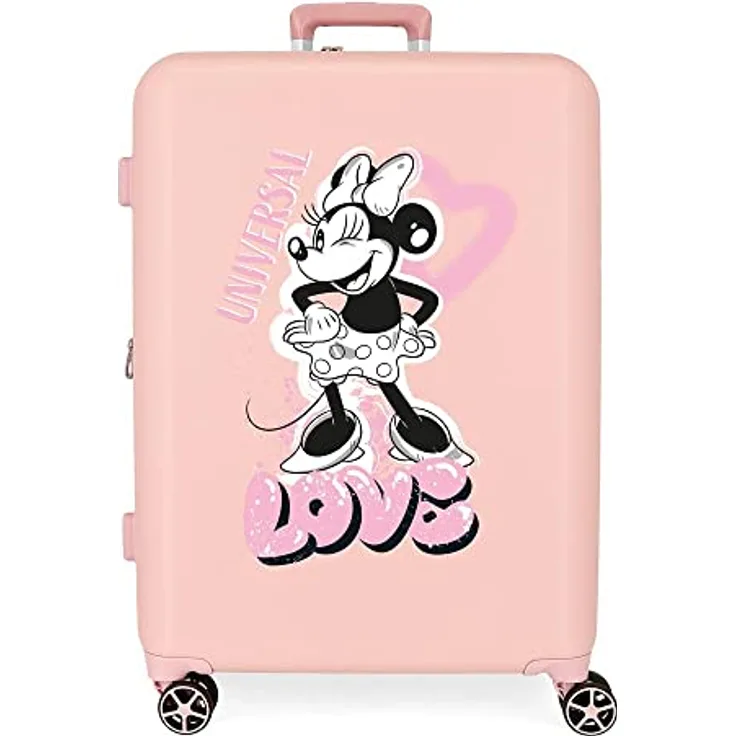 Disney Minnie Heart Mittelgroßer Koffer, Nude, 48 x 70 x 26 cm, starres ABS, integrierter TSA-Verschluss, 88 l, 3,98 kg, 4 Doppelräder