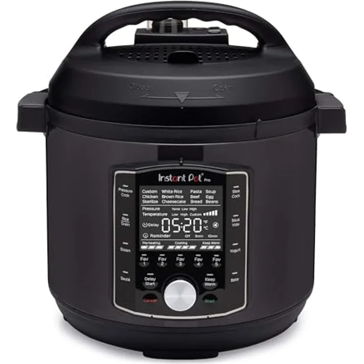 Instant Pot Pro 10-in-1-Elektro-Multikocher, 1200 W, 5,7 L, Schnellkochtopf, Schongarer, Dampfgarer, Sous Vide, schwarzer Edelstahl