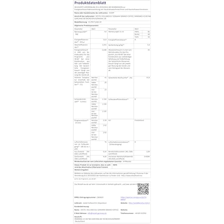 Sharp ES-PRO714BA-DE Waschmaschine, 7 kg, 1400 U/min, Schwarz, SoftTouch-Bedienung, AquaStop, 15 Programme, AllergySmart – Bild 11
