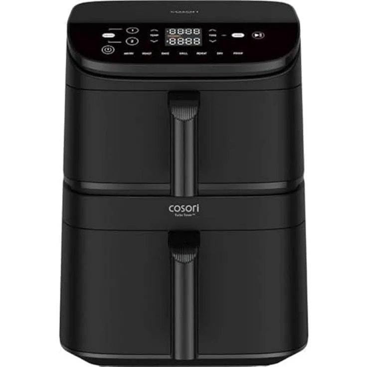 Cosori Turbo Tower DC121, Luftfritteuse mit 10,8L Doppelkorb und 2630W, Dunkelgrau – Bild 3