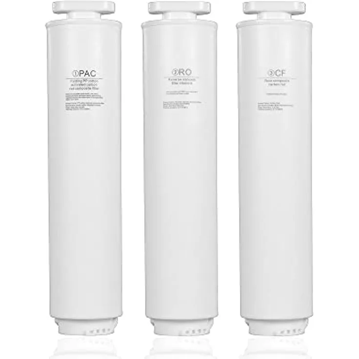 BEM 3er-SET Ersatzfilter für BEM LINA und IDA Wasserfilter, Filterkartuschen, PAC + RO + CF Filterelemente, Filterpatronen, Aktivkohle und Umkehrosmose, schwarz