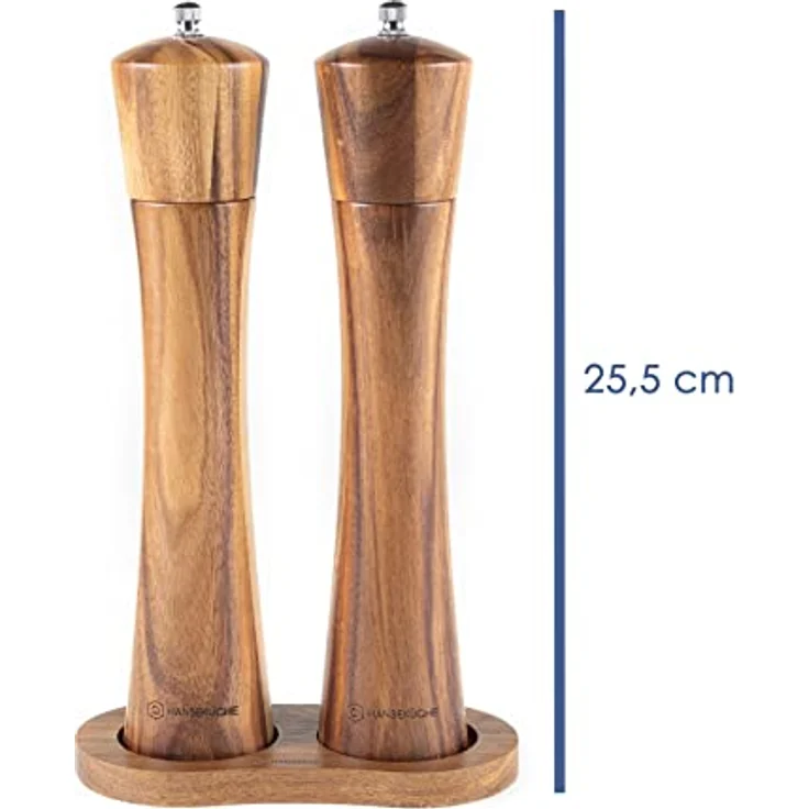 Hanseküche Salz und Pfeffermühle (25cm) – Gewürzmühle mit Keramikmahlwerk – Set bestehend aus Pfeffer und Salzmühle – Bild 3