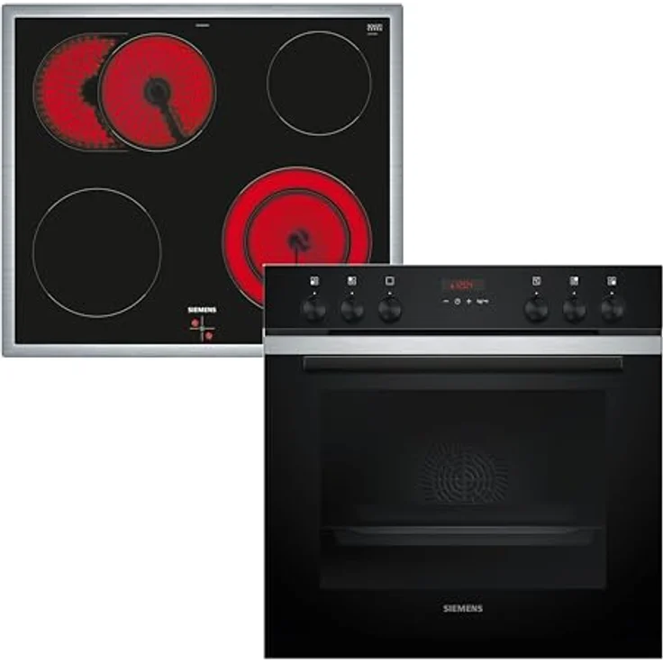 Siemens Einbau-Herd-Set PQ212KA10: EA64RGNA1E + HE273ABS3, selbstreinigender Backofen mit activeClean, 3D Heißluft, schwarz/Edelstahl – Bild 2
