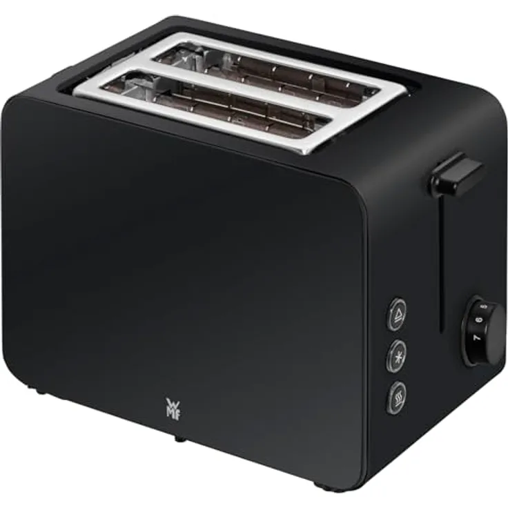 WMF Stelio Toaster 2 Scheiben Edelstahl, Doppelschlitz Toaster mit Brötchenaufsatz, Bagel-Funktion, 7 Bräunungsstufen, 900 W, schwarzmatt
