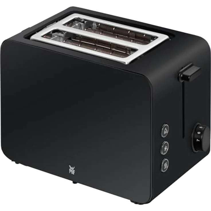 WMF Stelio Toaster 2 Scheiben Edelstahl, Doppelschlitz Toaster mit Brötchenaufsatz, Bagel-Funktion, 7 Bräunungsstufen, 900 W, schwarzmatt – Bild 1