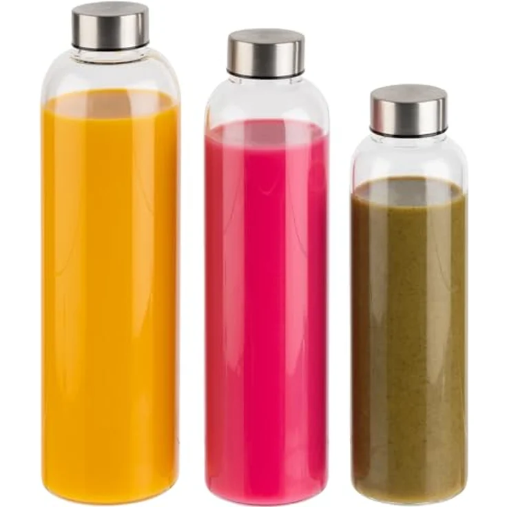 APS Trinkflasche, Glas mit Edelstahl-Schraubverschluss, 1 Liter, BPA-frei und wiederverwendbar – Bild 7