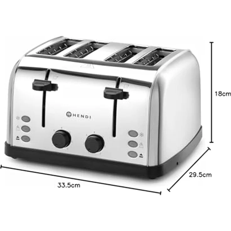 HENDI Toaster 4 Schlitz - 7 Bräunungsstufen - Edelstahl, extrabreite Toastschlitze, 7 Toaststufen, 3 Programme - Satiniert/Glänzend – Bild 9