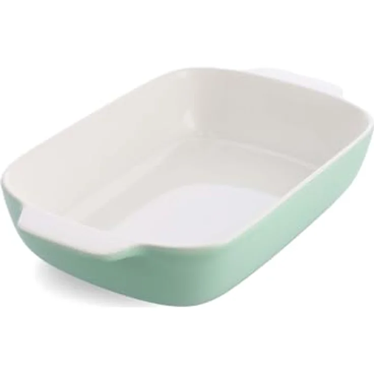 KitchenAid Stoneware Backform mit Bambusdeckel, rechteckig, 32 cm, 3,8L, PFAS-frei, keramik Antihaftbeschichtung, backofenfest bis 260°C, spülmaschinenfest, pistazie – Bild 1