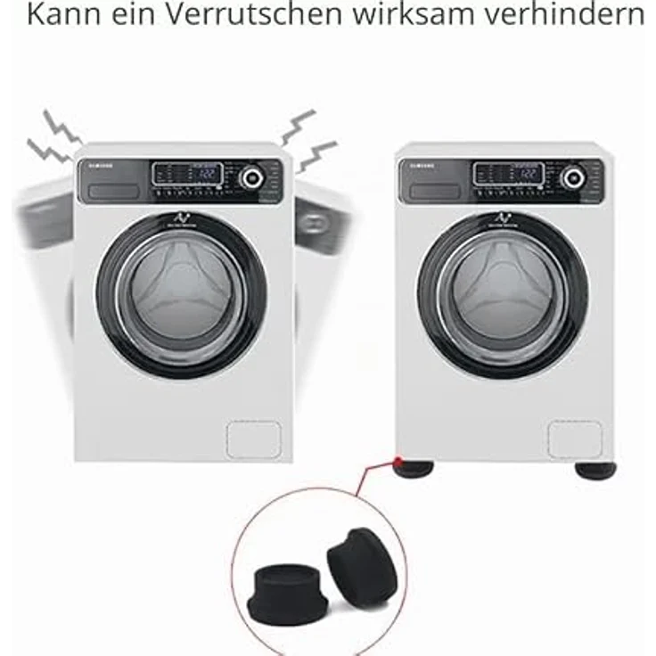 Michelino Waschmaschinen Anti-Vibrations-Pads, 4er Set, dunkelgrau, rutschfest und vibrationsdämpfend – Bild 4