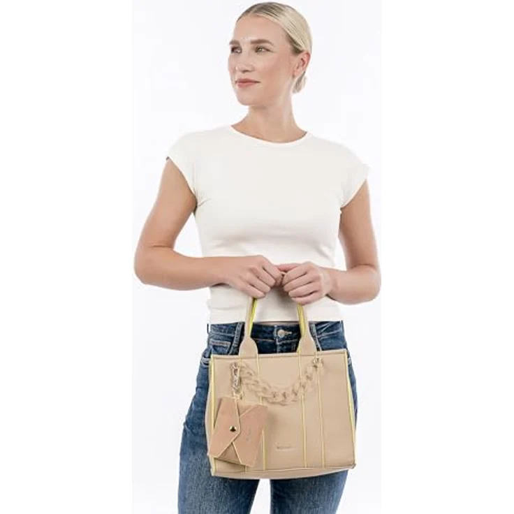 Tamaris Shopper TAS Flavia, Damen Handtasche aus Feinsynthetik mit Echtleder-Optik, abnehmbarem Umhängeriemen und Reißverschluss, Uni-Design – Bild 3