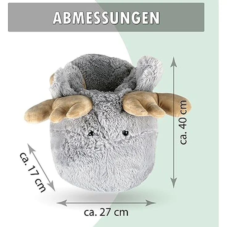 Fusswärmer ohne Strom (Elch) Einheitsgröße - Plüsch Fußwärmer - warme Füße, flauschig kuscheliger Fußsack - Wärmekissen – Bild 3