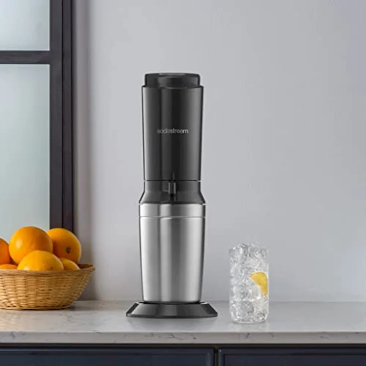 SodaStream Crystal 3.0 Wassersprudler mit 1x Quick-Connect CO2-Zylinder und 2X Glaskaraffen, Silber, Schwarz, Titan, 45 cm – Bild 4