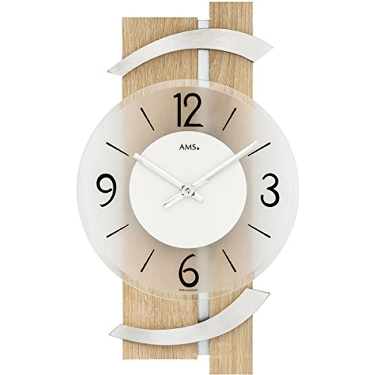 AMS Moderne Wanduhr mit Quarzuhrwerk