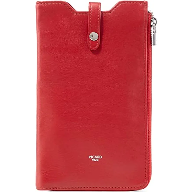 Picard Bingo, Handtasche und Handytasche aus seidenglattem Leder mit abnehmbarem Schulterriemen, Rot – Bild 1