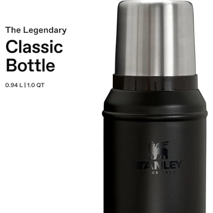 Stanley 1913 Classic Legendary 0.94L Isolierflasche, hält 24 Stunden heiß oder kalt, spülmaschinenfest, BPA-frei, Edelstahl, schwarz 2.0 – Bild 3