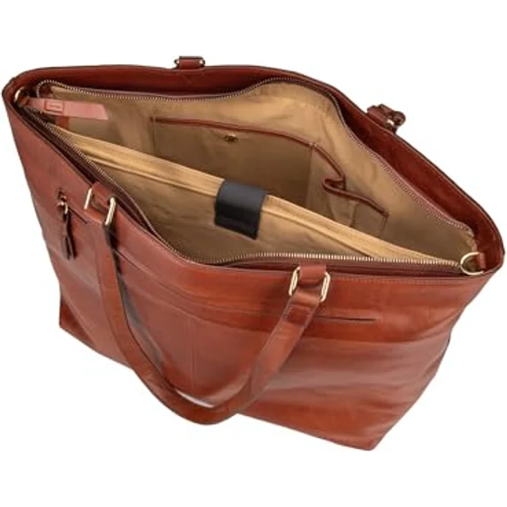 Burkely Fine Florence Shopper Tasche, Leder mit Laptopfach 37 cm, braun – Bild 6