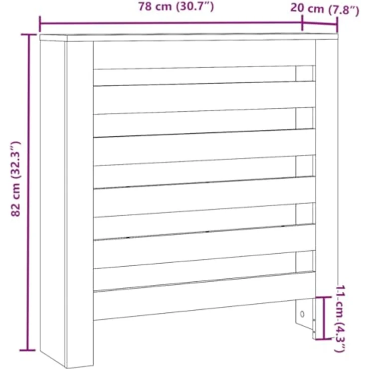 vidaXL Heizkörperverkleidung, Schwarz, Holzwerkstoff, 78x20x82 cm mit modernem Latten-Design – Bild 3