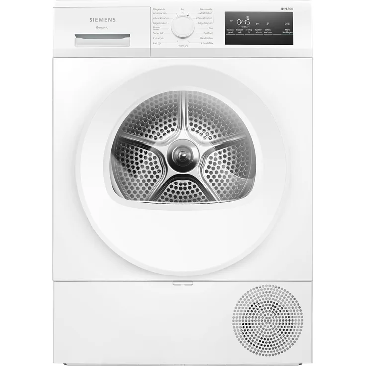 Siemens WQ43G2D0EM iQ300 Wärmepumpentrockner 8 kg, autoDry, super40, softDry, LED-Display, leise 63 dB, Energieklasse D, Weiß