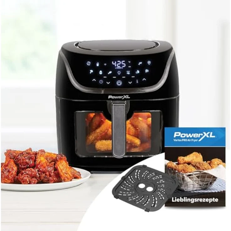 PowerXL Vortex PRO AirFryer XL - 8L, Heißluftfritteuse mit Sichtfenster und Touchscreen, 10 Programme, 1350W, Anti-Haftbeschichtung – Bild 2