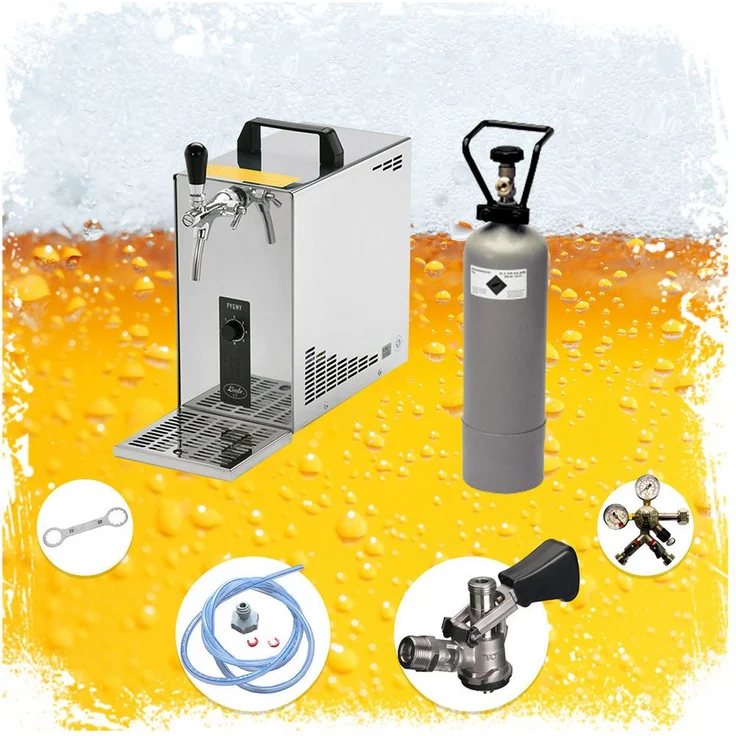 ich-zapfe Bierzapfanlage PYGMY 25, Trockenkühler 1-leitig, 35 L/h Leistung, Edelstahl, 5 Liter Adapter