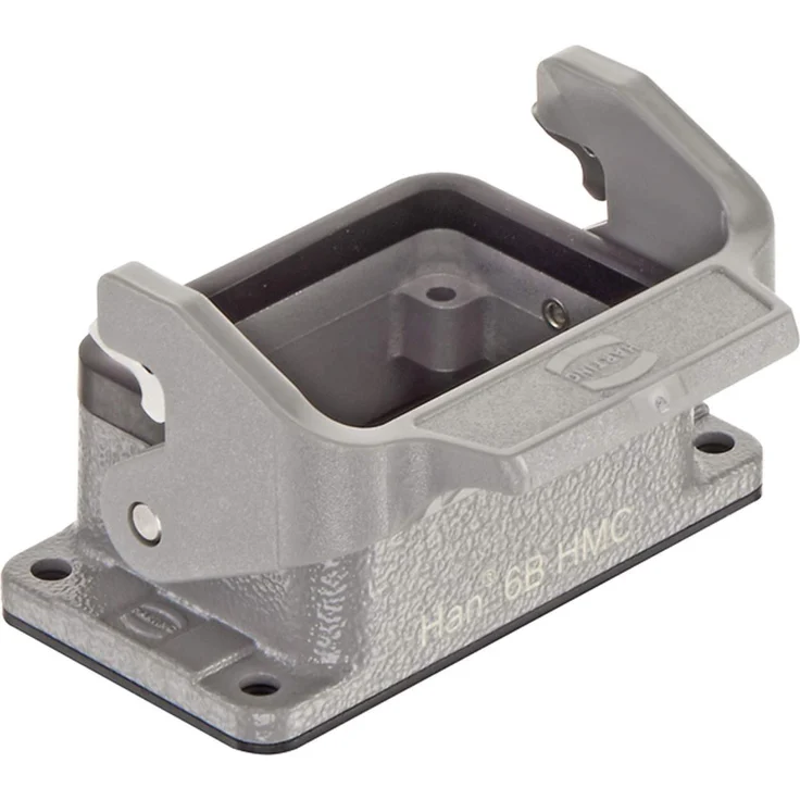 HARTING Han 6B HMC Anbaugehäuse niedrig, IP65, Aluminium, grau mit 1 Längsbügel, 1 Stück