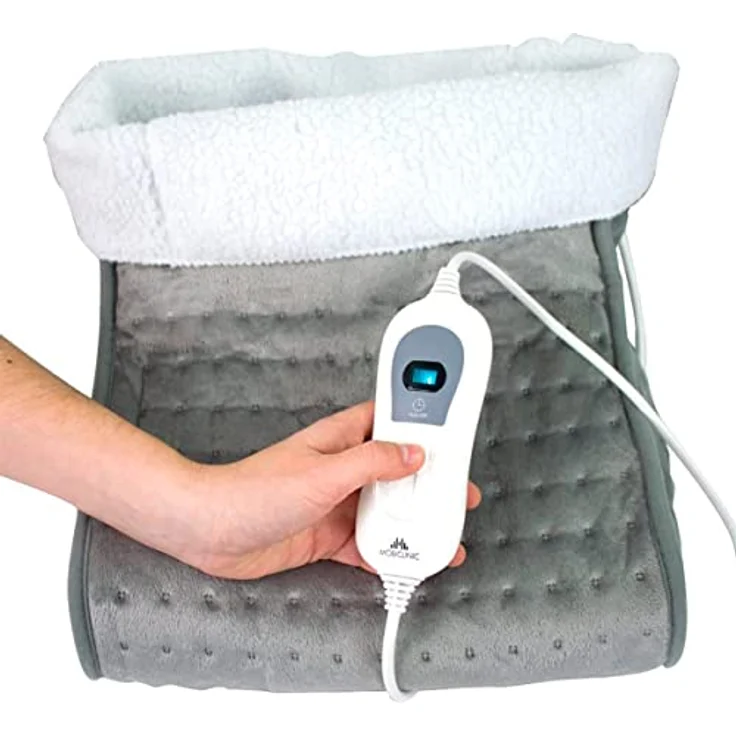 Mobiclinic, Elektrischer Fußwärmer, Wolle und Fleece, Sehr niedriger Verbrauch, Europäische Marke, Mit Abschaltautomatik, Leicht waschbares Innenfutter, 3 Temperaturstufen, 30 x 30 x 24 cm, Grau – Bild 5