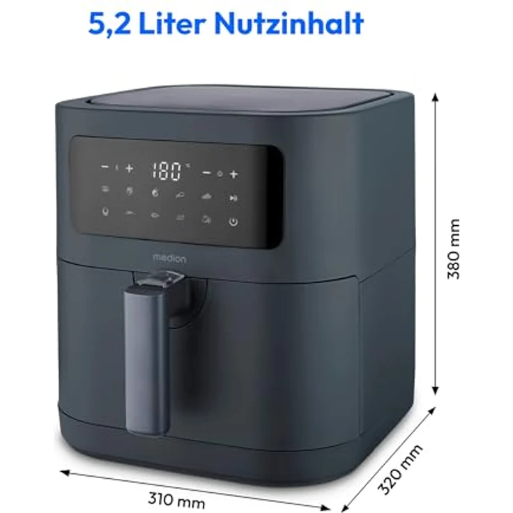 Medion® Heißluftfritteuse MD 11740, 2000 W, digitales Bedienfeld, 9 Automatikprogramme, vielseitig und gesundheitsbewusst – Bild 7