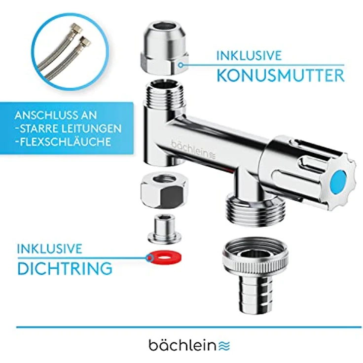 Bächlein Universal Zusatzventil - Eckfix-Geräteventil aus Messing mit Rückflussverhinderer – Bild 5