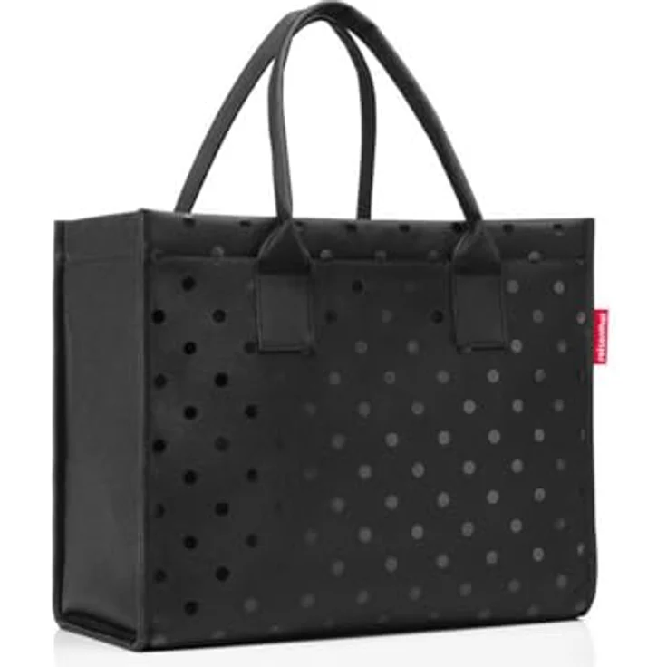 reisenthel daily shopper glossy dots black, geräumige Handtasche mit Metalldruckknopf, Innentasche mit Reißverschluss, 42 x 35 x 17 cm, Volumen 14 l – Bild 4