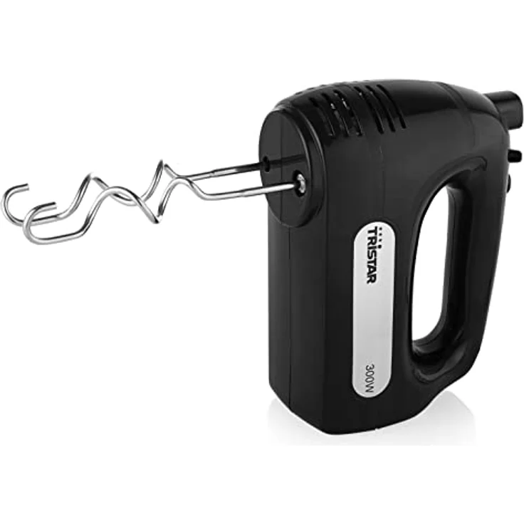 Tristar MX-4201 Handmixer, 5 Geschwindigkeits- und 1 Turbostufe, 300 Watt Leistung, mit 2 Teighaken und Schneebesen, Schwarz – Bild 5