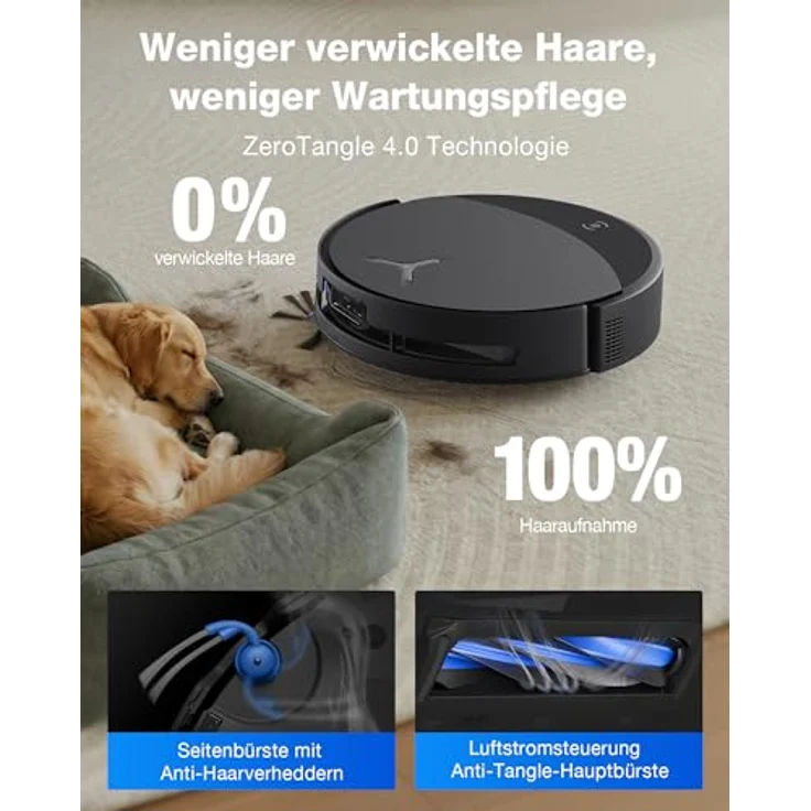 ECOVACS DEEBOT T90 PRO Omni Saugroboter mit Wischfunktion, 30.000 Pa Saugleistung, Schnellladen, OZMO Roller 3.0, automatischer Reinigungslösungsdosierung, Schwarz – Bild 4