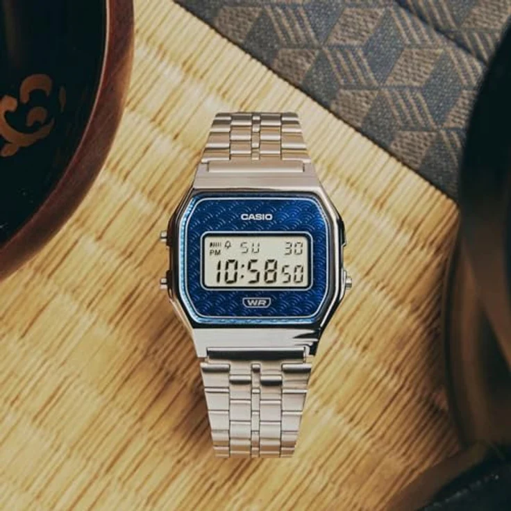 Casio Vintage Collection A159WEVJ-2, Digitaluhr für Herren mit grauem Ziffernblatt, Edelstahlarmband, Quarzwerk, 36 mm Durchmesser – Bild 5