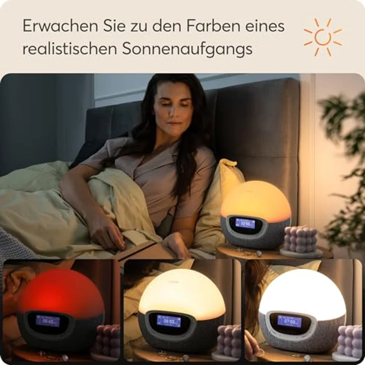 Lumie Bodyclock Shine 300 - Lichtwecker mit Radio, 15 Klängen und Einschlafsonnenuntergang, Weiß – Bild 3