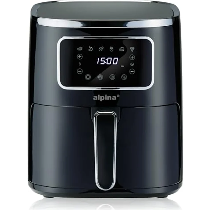 Alpina Heißluftfritteuse 4.5L - Airfryer für 3 bis 4 Personen - Digitalanzeige, Temperatur 80-200°C, Timer 60 Minuten - 1450W - Schwarz – Bild 2