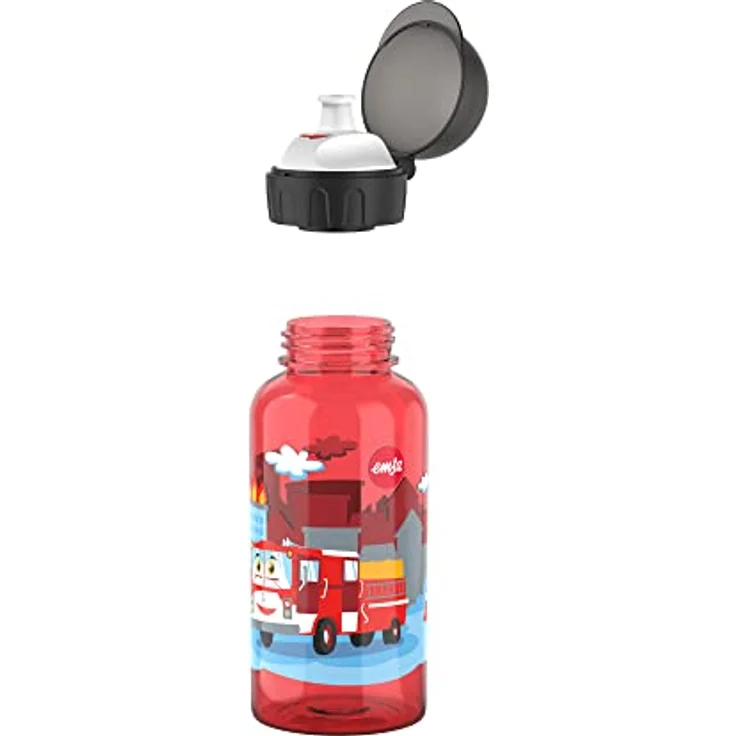Emsa KIDS TRITAN Trinkflasche Feuerwehr, 0.4 L, 100% auslaufsicher, spülmaschinenfest, bunt mit Motiv – Bild 2