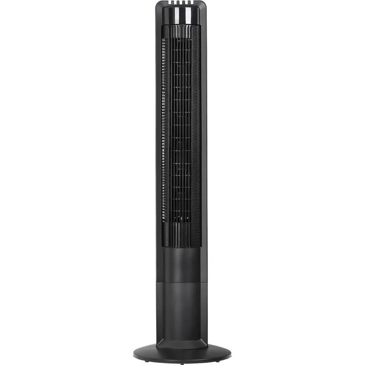 kaiserkraft Eco Tower, Säulenventilator mit 12 Drehzahlstufen, Oszillation und Fernbedienung, Schwarz