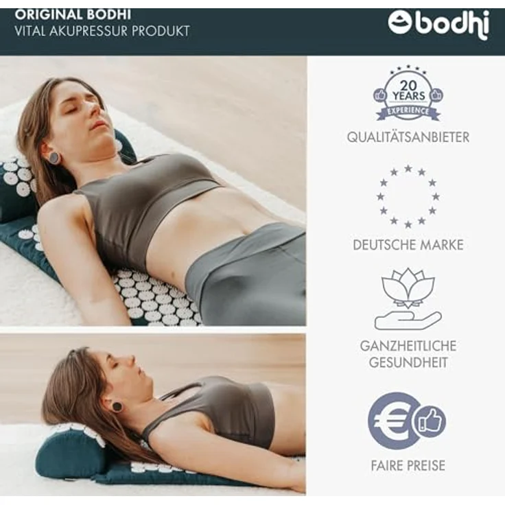 bodhi Akupressurmatte VITAL Akupressurmatte & Nackenrolle Set XL, petrol – Bild 6