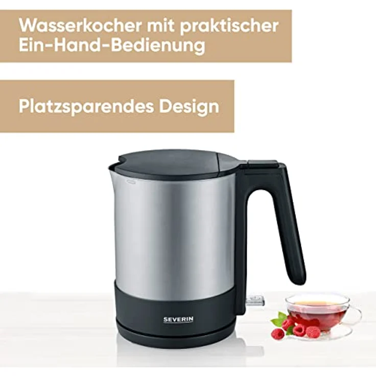 SEVERIN WK 3409 Wasserkocher, 2200, Kunststoff, 1.7 liters, Edelstahl-gebürstet-schwarz – Bild 2
