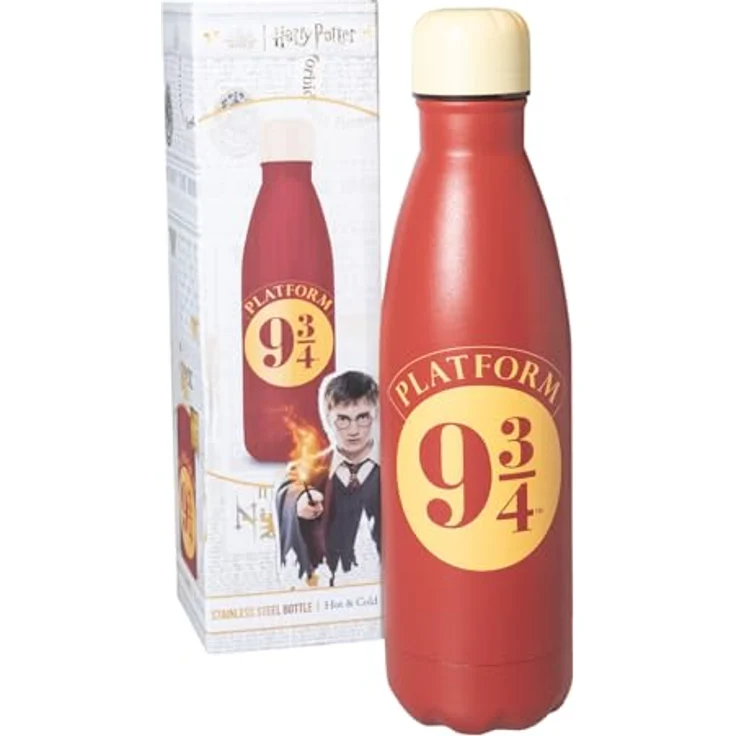 Grupo Erik Harry Potter Gleis 9 3/4 Trinkflasche Edelstahl, Thermosflasche 500 ml, Auslaufsicher, Rot – Bild 1