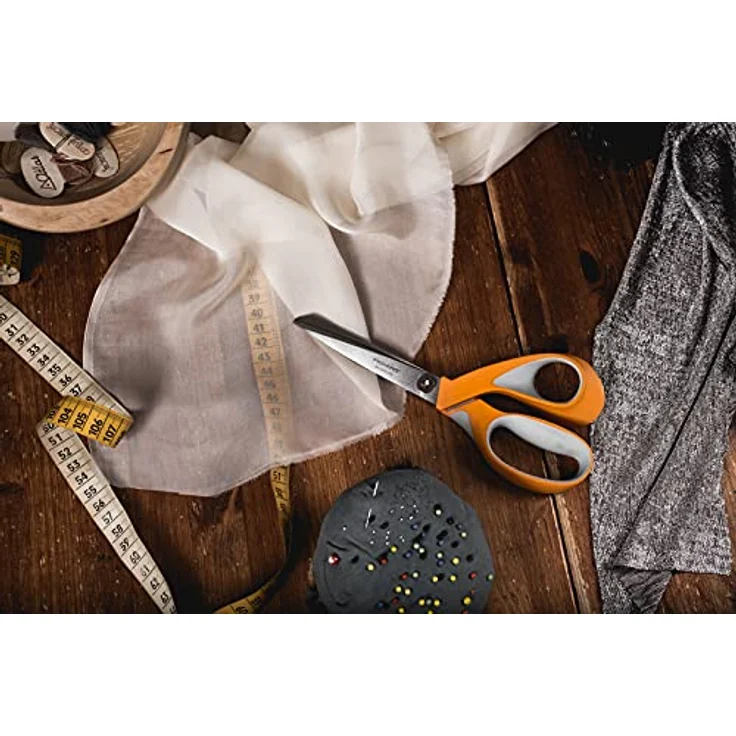 Fiskars Stoffschere, Länge: 21 cm, Rostfreie Stahl-Klinge-Kunststoff-Griffe, Orange, RazorEdge, 1014579 – Bild 5